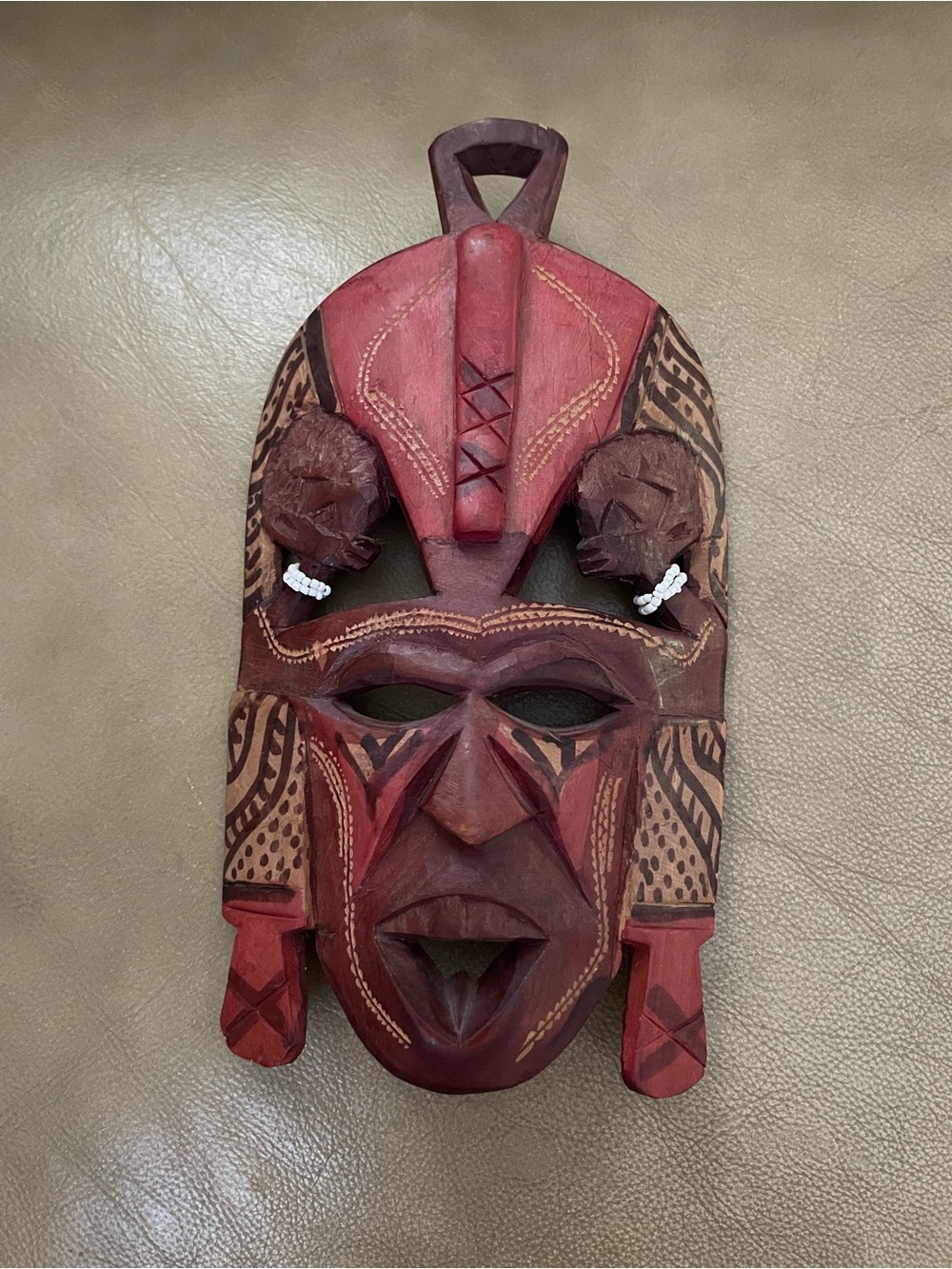 AFRICAN ART CARVING SCULPTURE TRIBAL 9” MASK KENYA FOLKLORE WOODEN